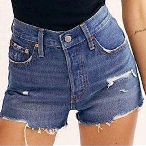 Levi’s 501’s High Rise Distressed Denim Shorts